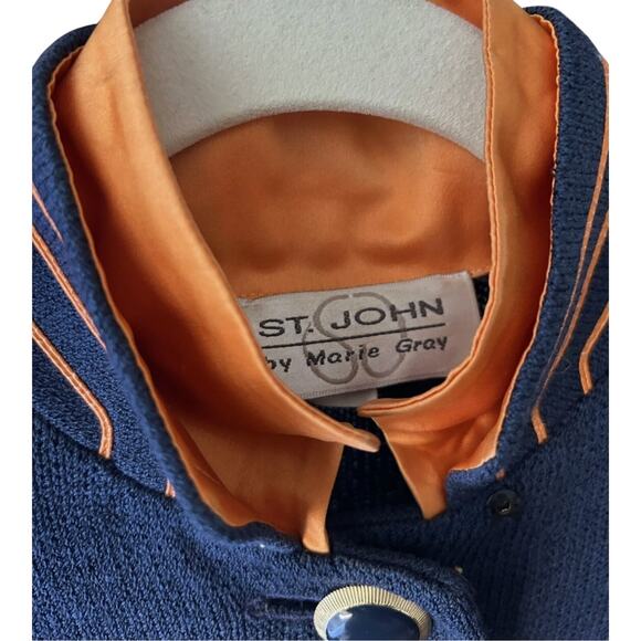 Vintage St. John Marie Gray Santana Knit Blue Orange Dress Size 6 - Picture 2 of 3